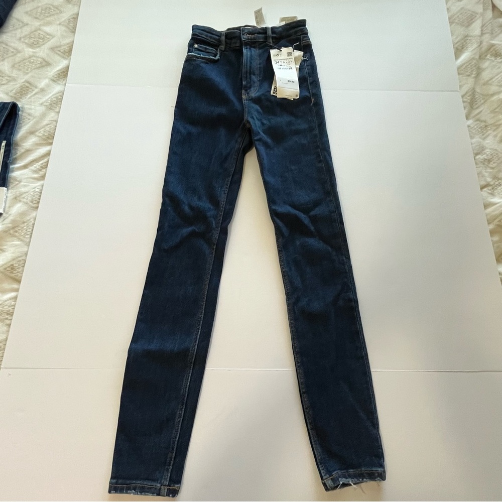 ZARA NWT Skinny Hi-Rise Ankle Length Stretch Blue Jeans Size 2 US